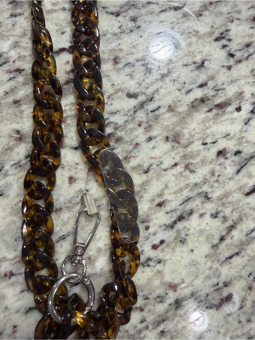 Kaplan Tortoiseshell-Link Acrylic Necklace with Silver Clasp